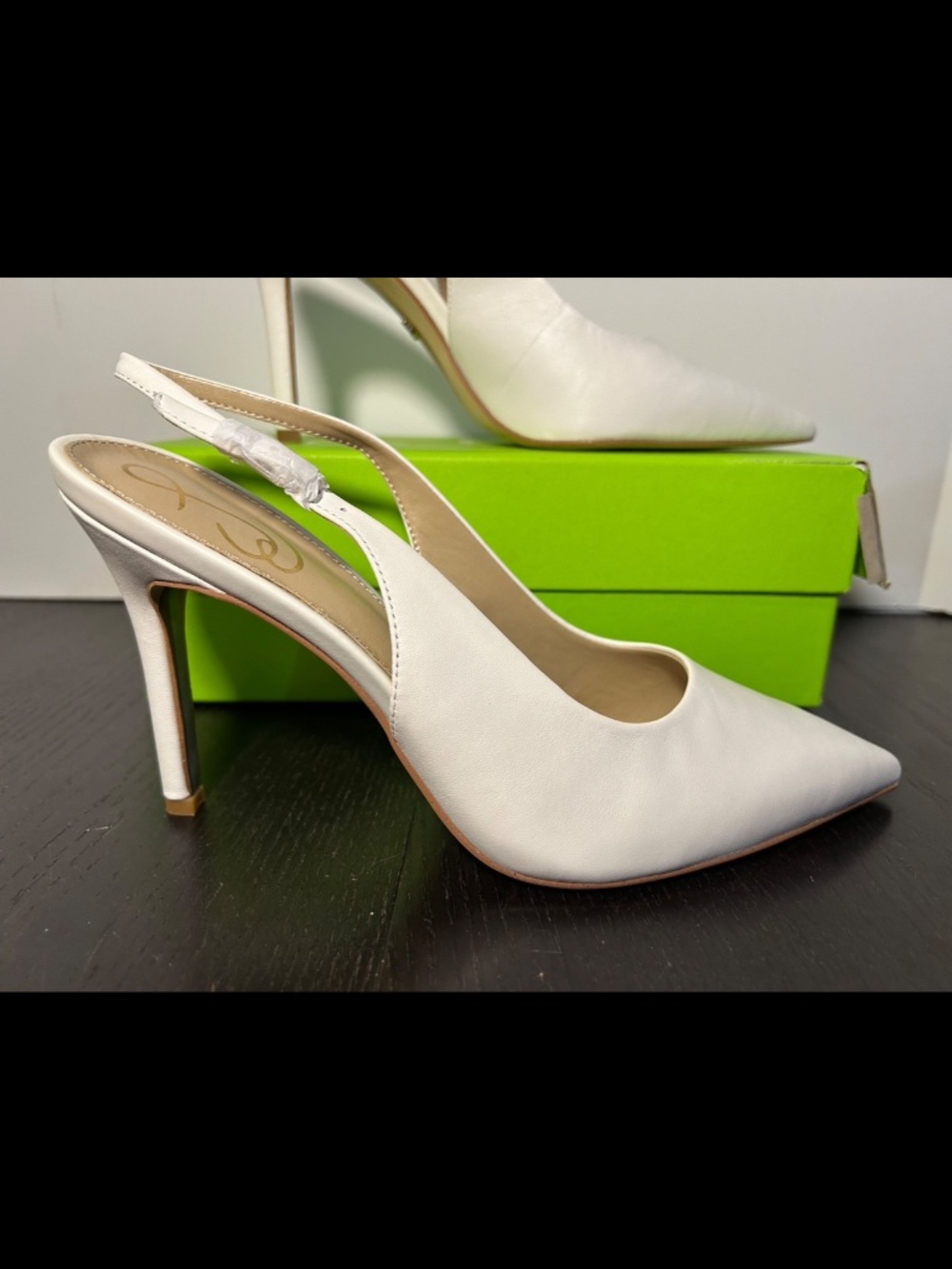 Sam Edelman Hazel Leather Slingback Pumps Heels Off White Womans 9W Wide
